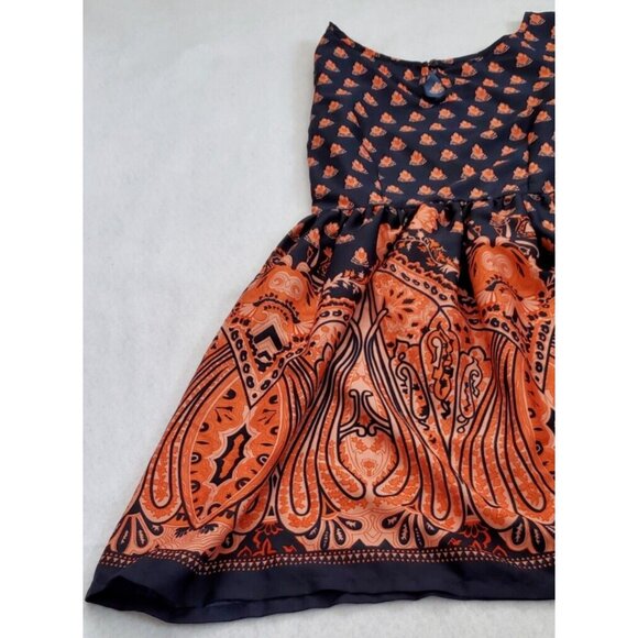 Ultra Pink Size M Black and Orange Floral Boho Side Zip Dress - Picture 9 of 14